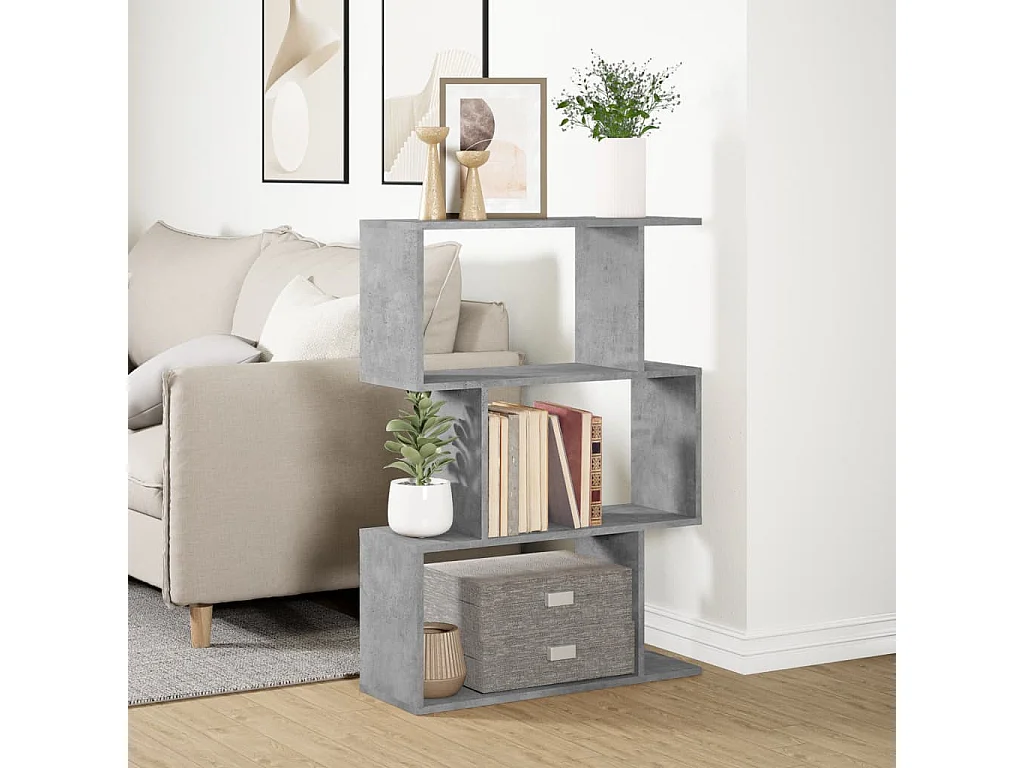 Scaffale divisorio a 3 ripiani grigio cemento 70x24x97 cm