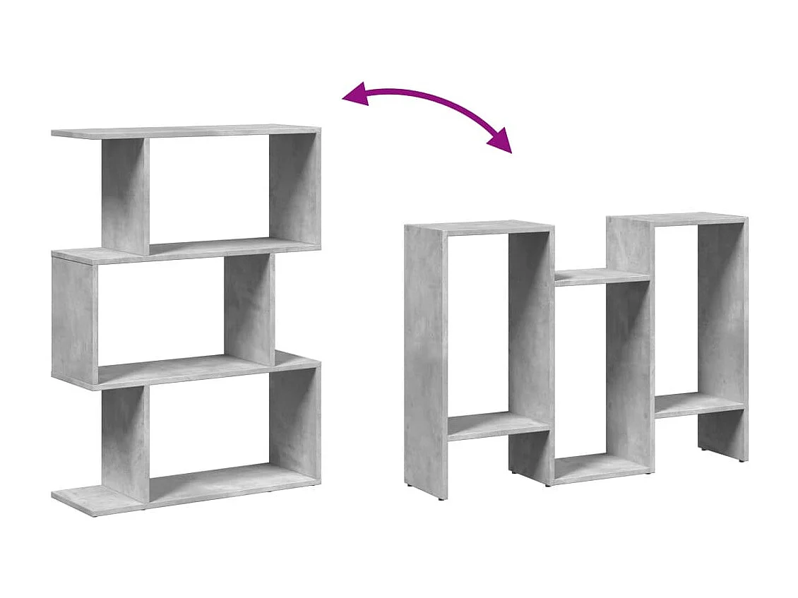 Scaffale divisorio a 3 ripiani grigio cemento 70x24x97 cm