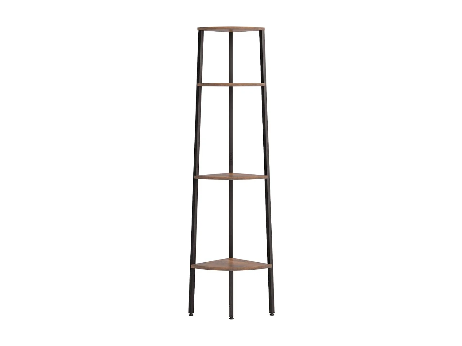 Étagère d'angle 4 niveaux Marron foncé et noir 45,5x31,5x150 cm