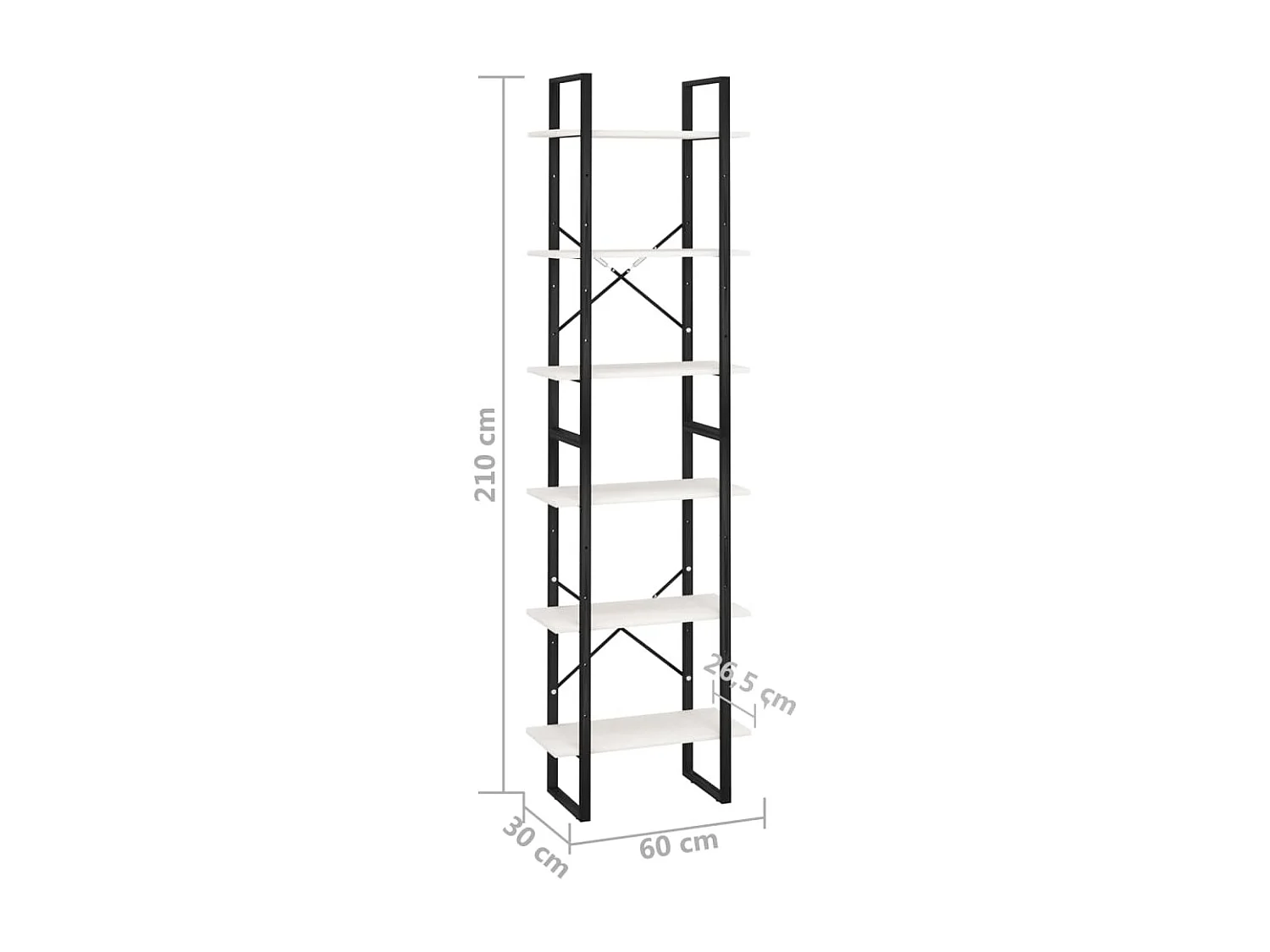 Scaffale portaoggetti Bianco 60x30x210 cm Legno massello di pino