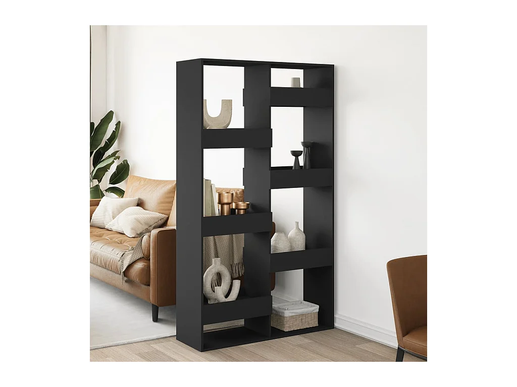 Schwarze Trennwand 100x33x175 cm Holzwerkstoff