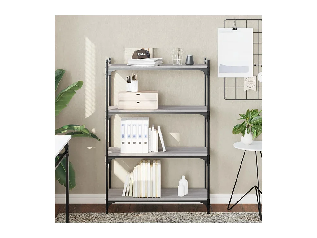 Bibliothèque à 4 niveaux sonoma gris 80x30x120 cm