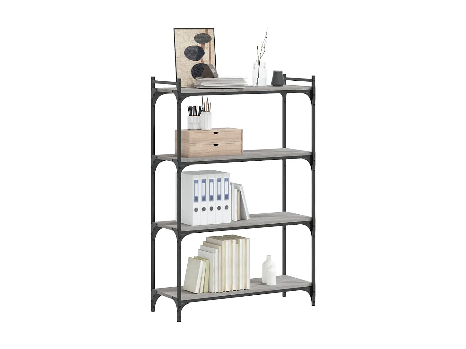 Bibliothèque à 4 niveaux sonoma gris 80x30x120 cm