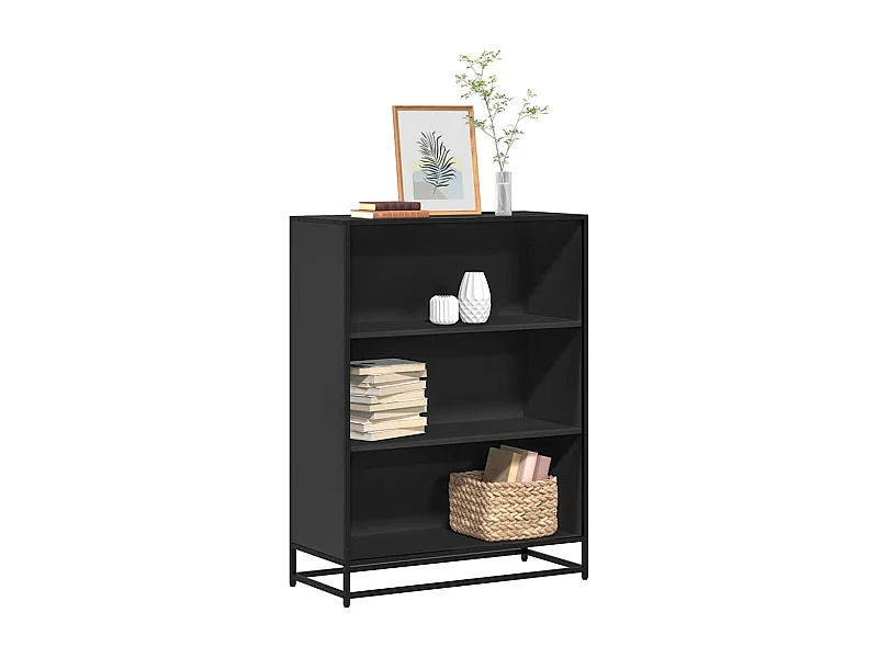 Bibliothèque noir 80,5x35x107,5 cm bois d'ingénierie