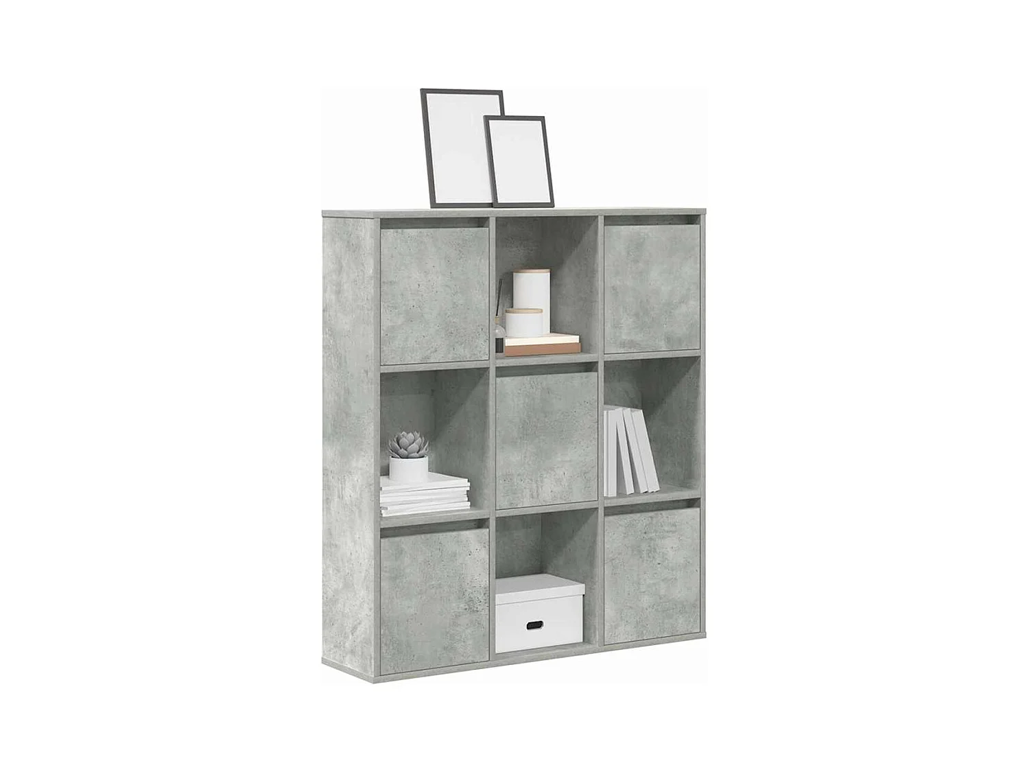 Bibliothèque gris béton 89x24x101,5 cm bois d'ingénierie