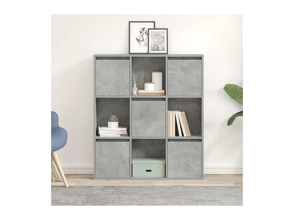 Bibliothèque gris béton 89x24x101,5 cm bois d'ingénierie