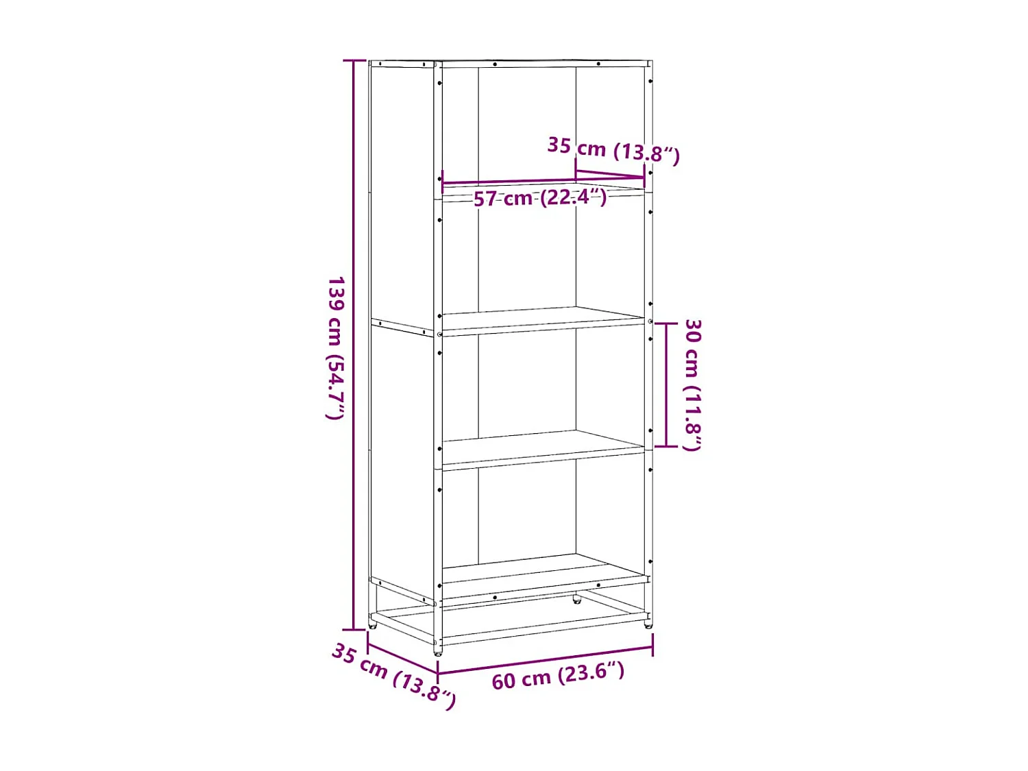 Bibliothèque chêne sonoma 60x35x139 cm bois d'ingénierie