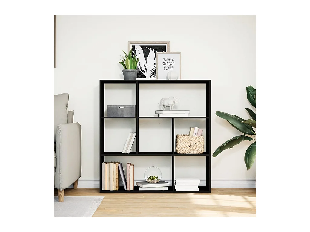 Schwarzes Raumteilerregal 102x29x103,5 cm