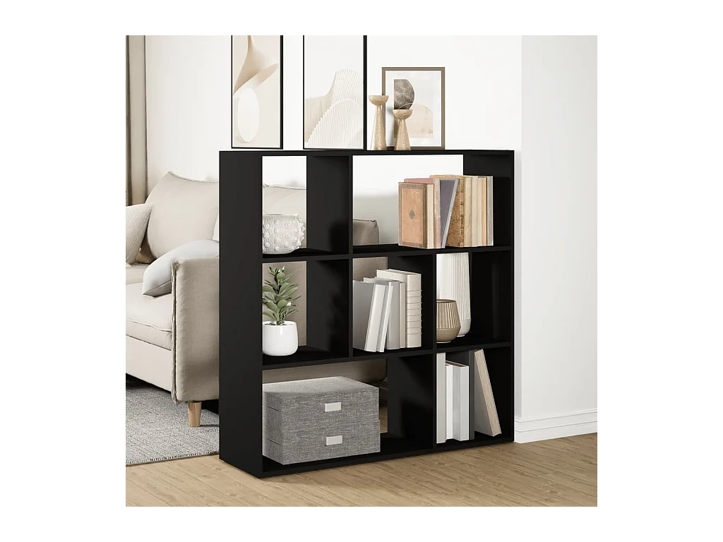 Schwarzes Raumteilerregal 102x29x103,5 cm