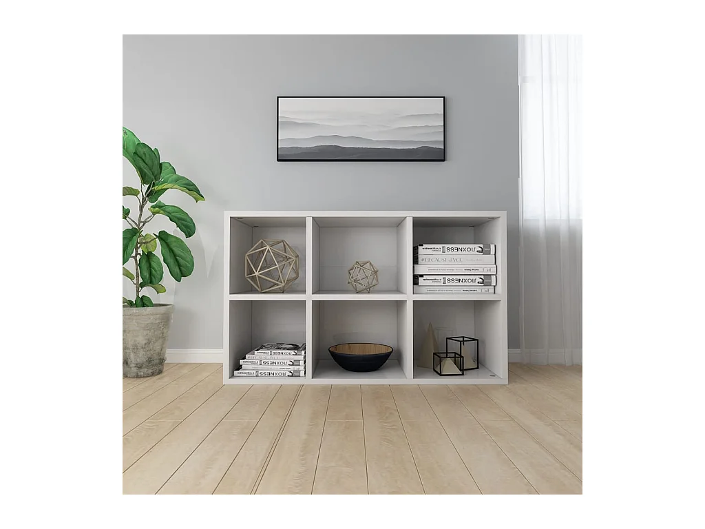 Libreria/credenza bianca lucida 66x30x98cm in legno ingegnerizzato