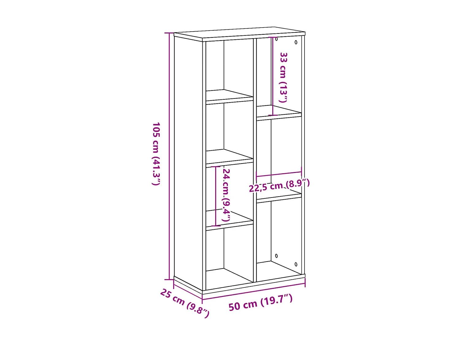 Librería de roble Sonoma 50x25x105 cm madera de ingeniería