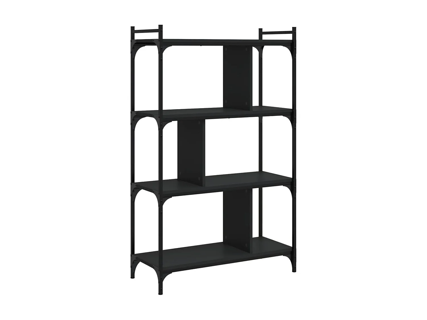 Libreria a 4 ripiani nera 76x32x123 cm in legno ingegnerizzato