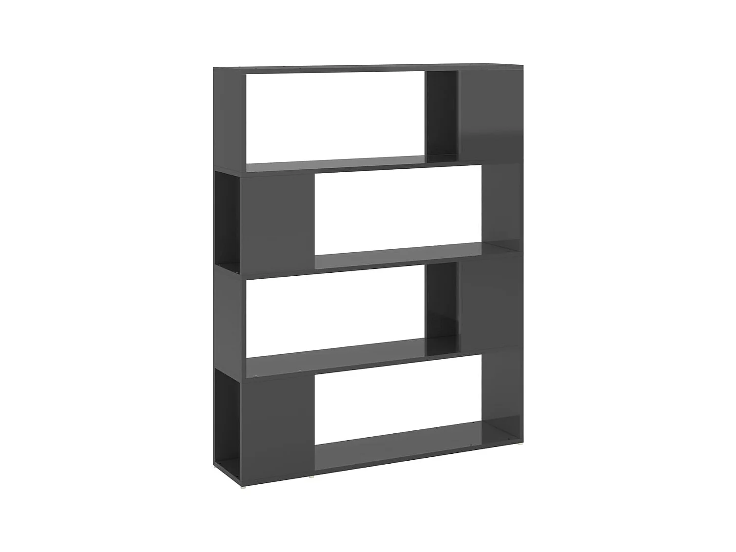 Boekenkast/kamerverdeler glanzend grijs 100x24x124 cm