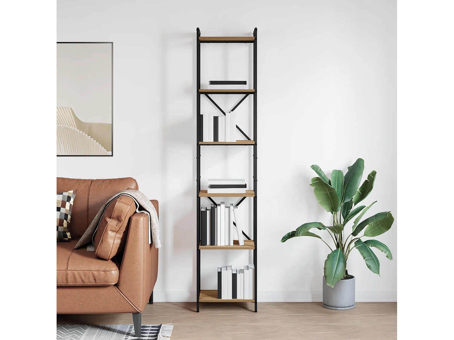 Libreria artigianale in rovere 40 x 30 x 188 cm Legno ingegnerizzato