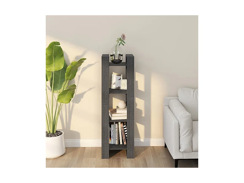 Bibliothèque/Séparateur de pièce Gris 41x35x125 cm Pin solide