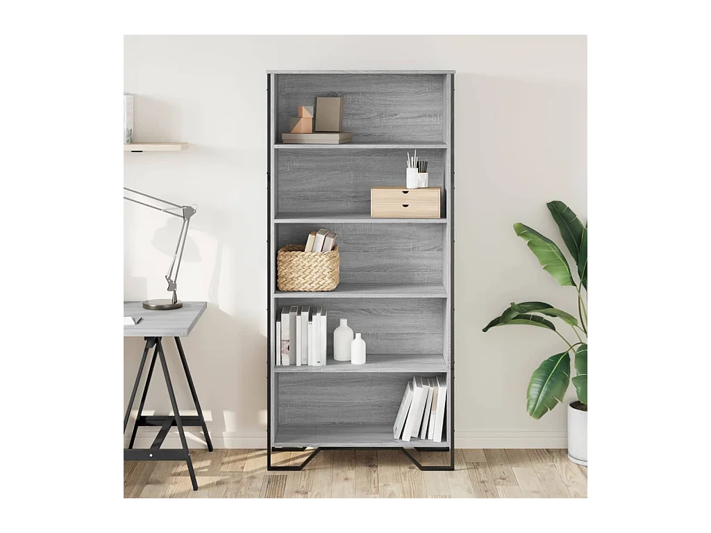 Sonoma grijze boekenkast 80x31x169 cm bewerkt hout