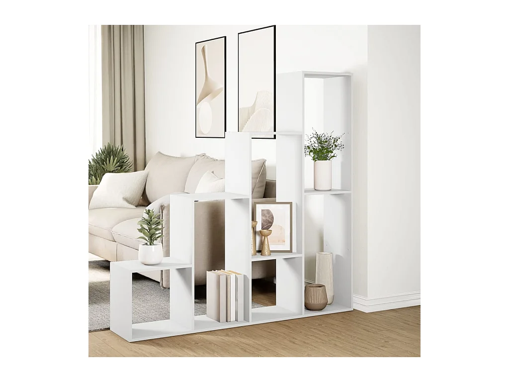 4-laags kamerverdelerplank wit 143,5x29x143,5cm