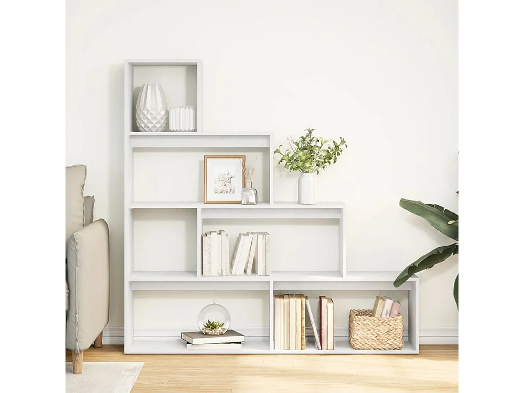 Scaffale divisorio a 4 ripiani bianco 143,5x29x143,5cm