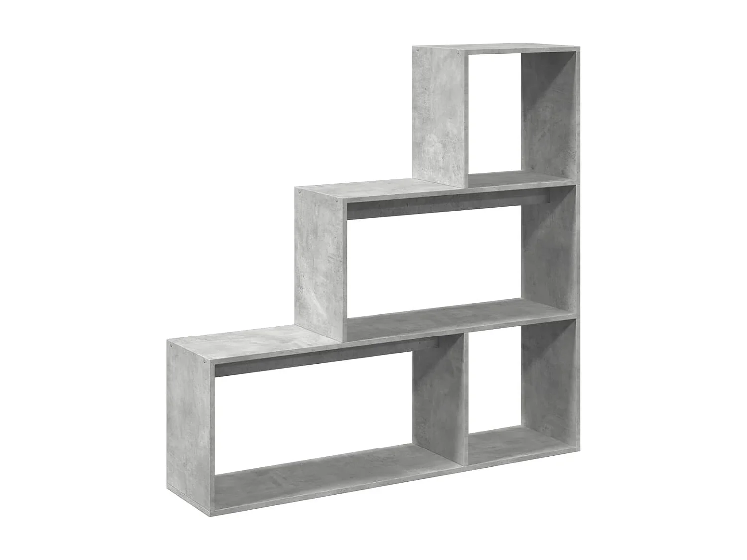 3-laags kamerverdelerplank, betongrijs, 123x29x123 cm