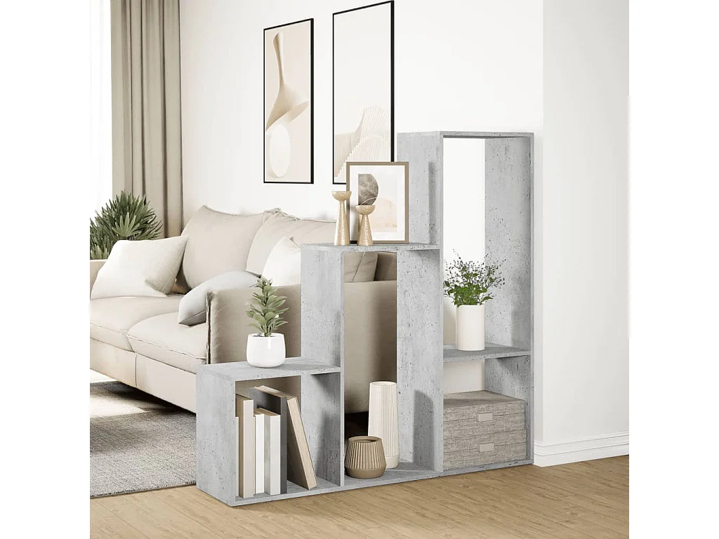 Scaffale divisorio a 3 ripiani, grigio cemento, 123x29x123 cm