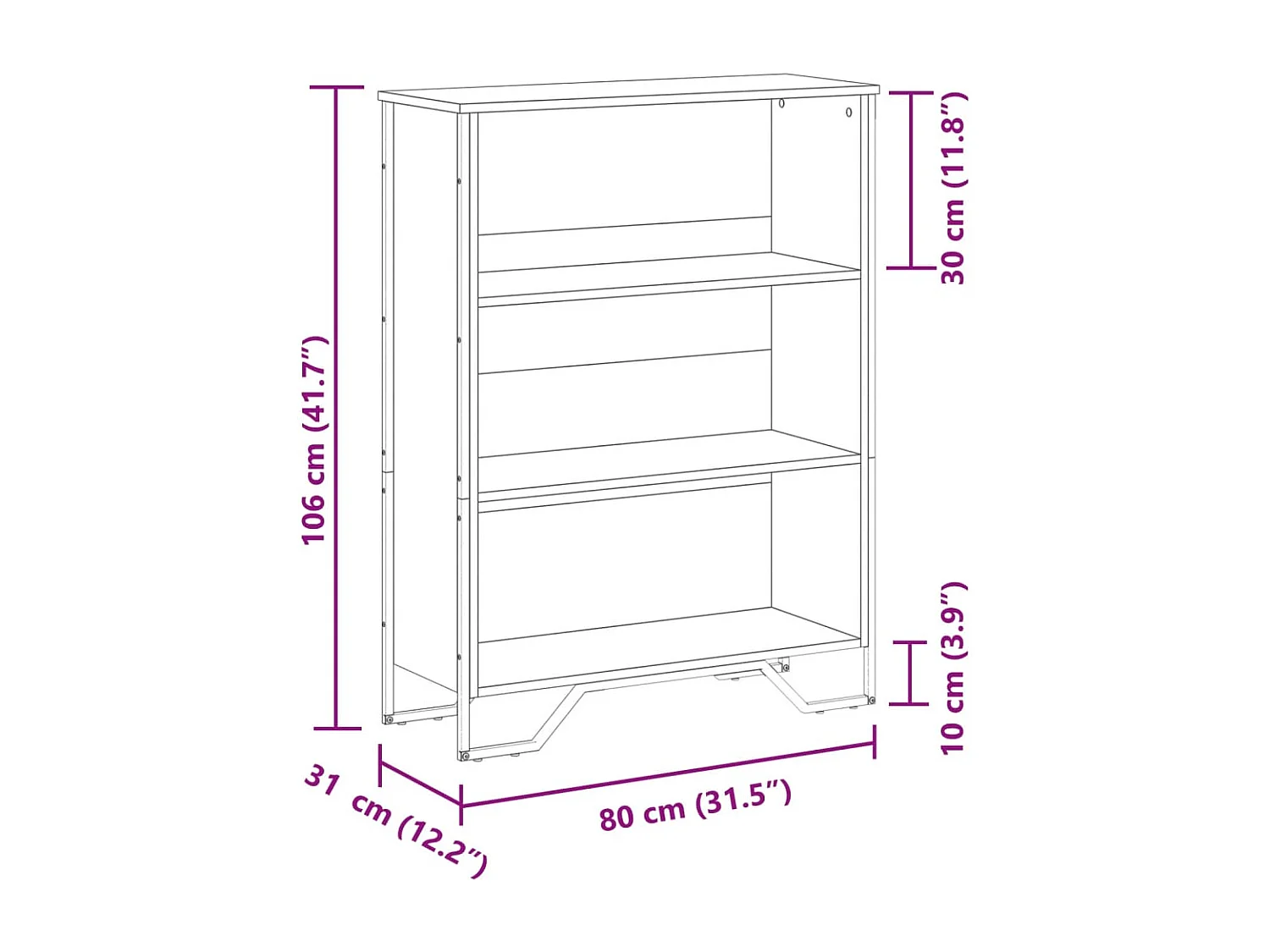 Libreria in rovere affumicato 80x31x106 cm in legno ingegnerizzato