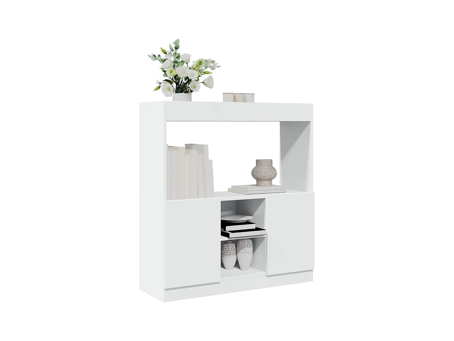 Credenza alta bianca 92x33x100 cm in legno ingegnerizzato