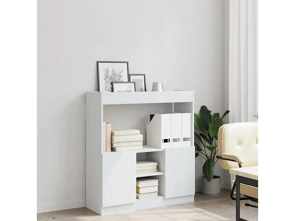 Credenza alta bianca 92x33x100 cm in legno ingegnerizzato