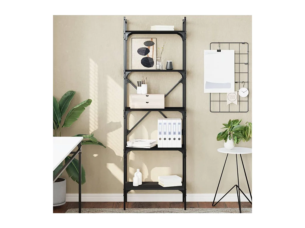 5-stöckiges Bücherregal schwarz 56x31,5x174 cm Holzwerkstoff