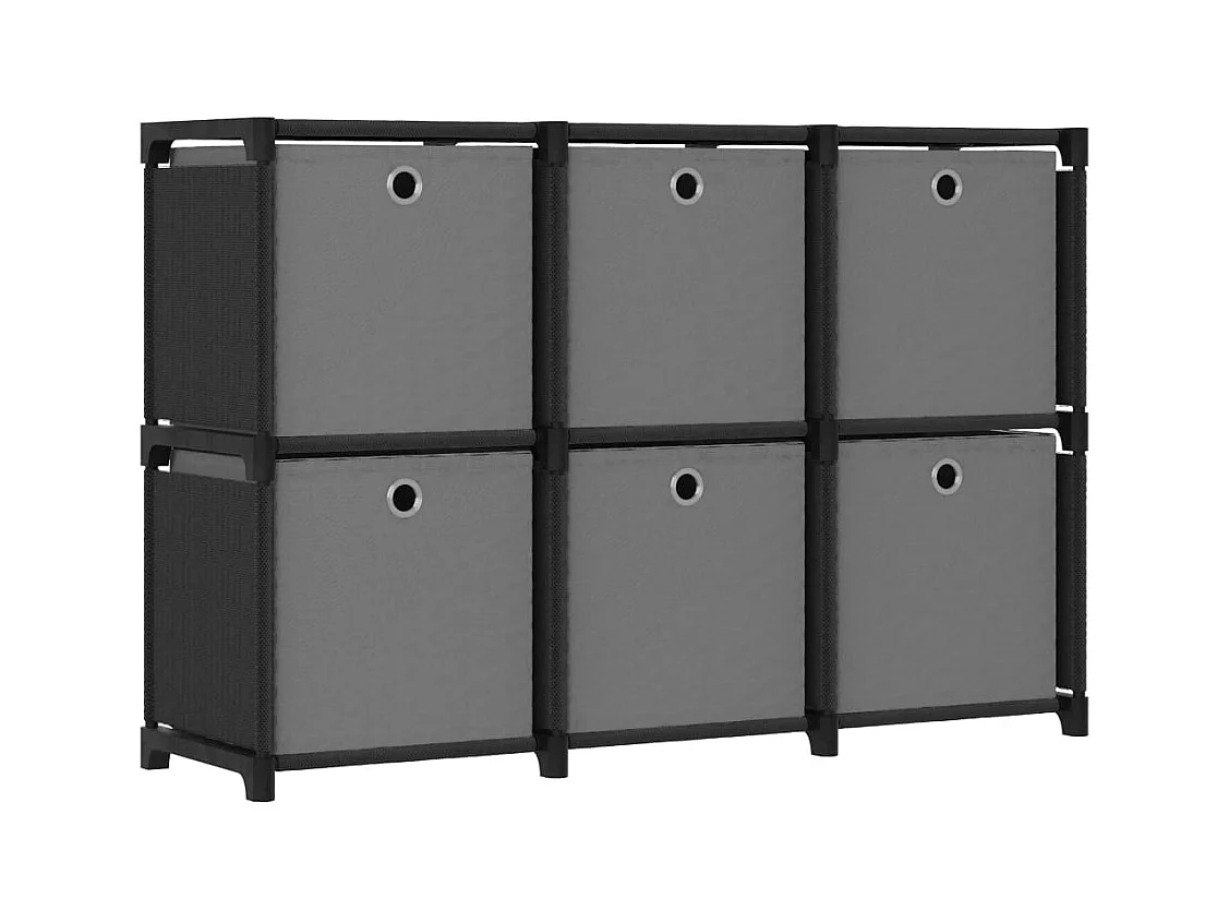 Étagère d'affichage 6 cubes et boîtes Noir 103x30x72,5 cm Tissu