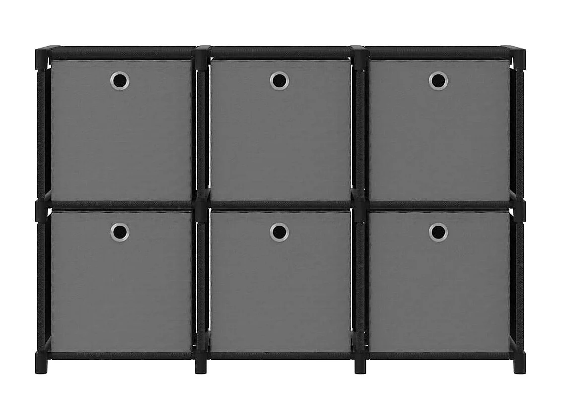 Étagère d'affichage 6 cubes et boîtes Noir 103x30x72,5 cm Tissu