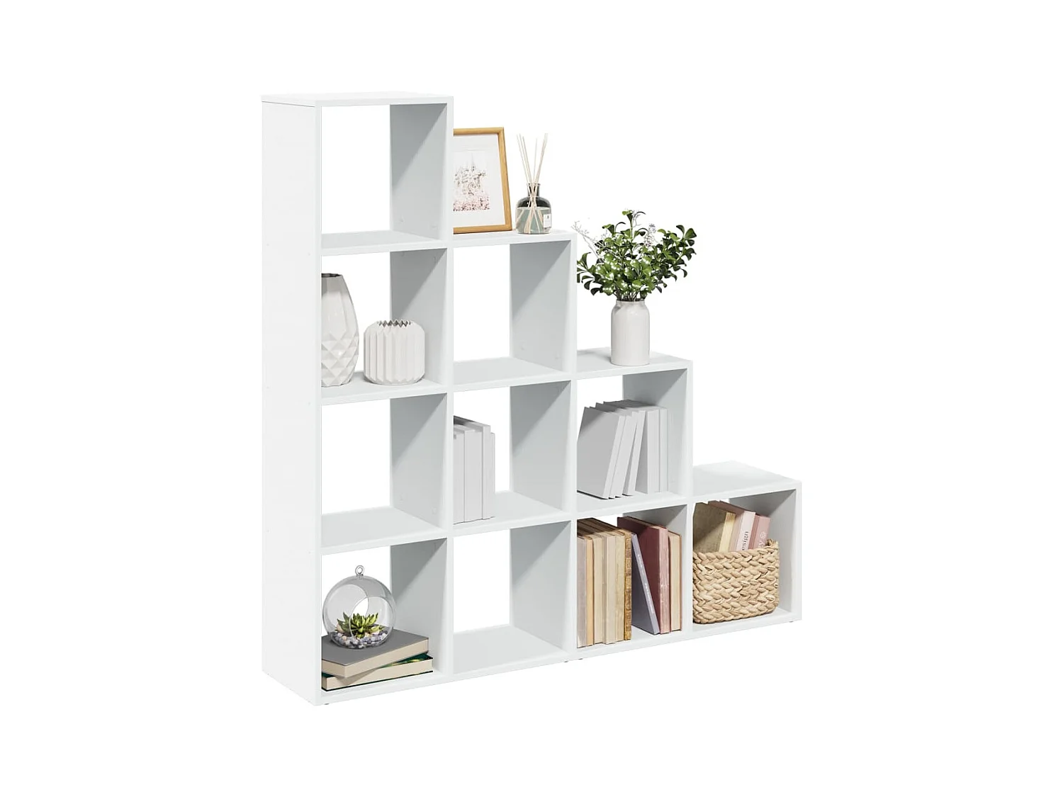 Étagère séparatrice de pièce à 4 niveaux blanc 131,5x29x131,5cm