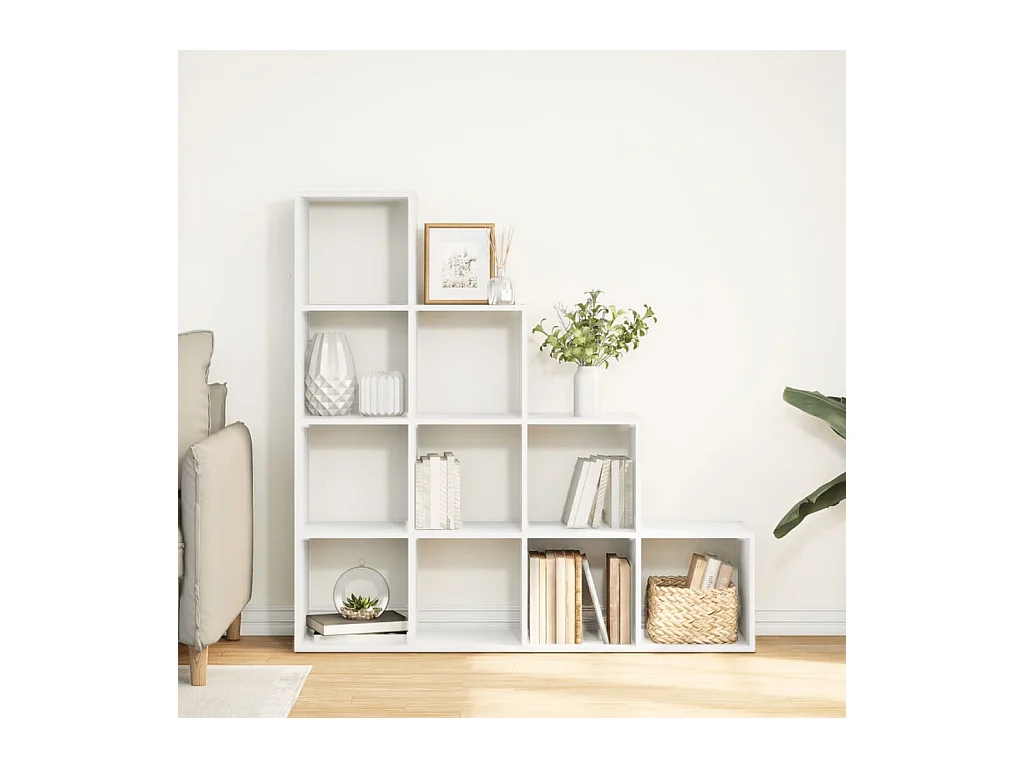 Étagère séparatrice de pièce à 4 niveaux blanc 131,5x29x131,5cm