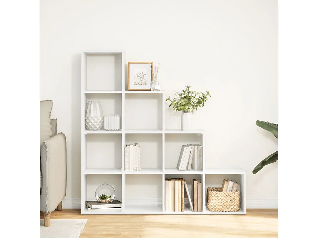 Scaffale divisorio a 4 ripiani bianco 131,5x29x131,5cm