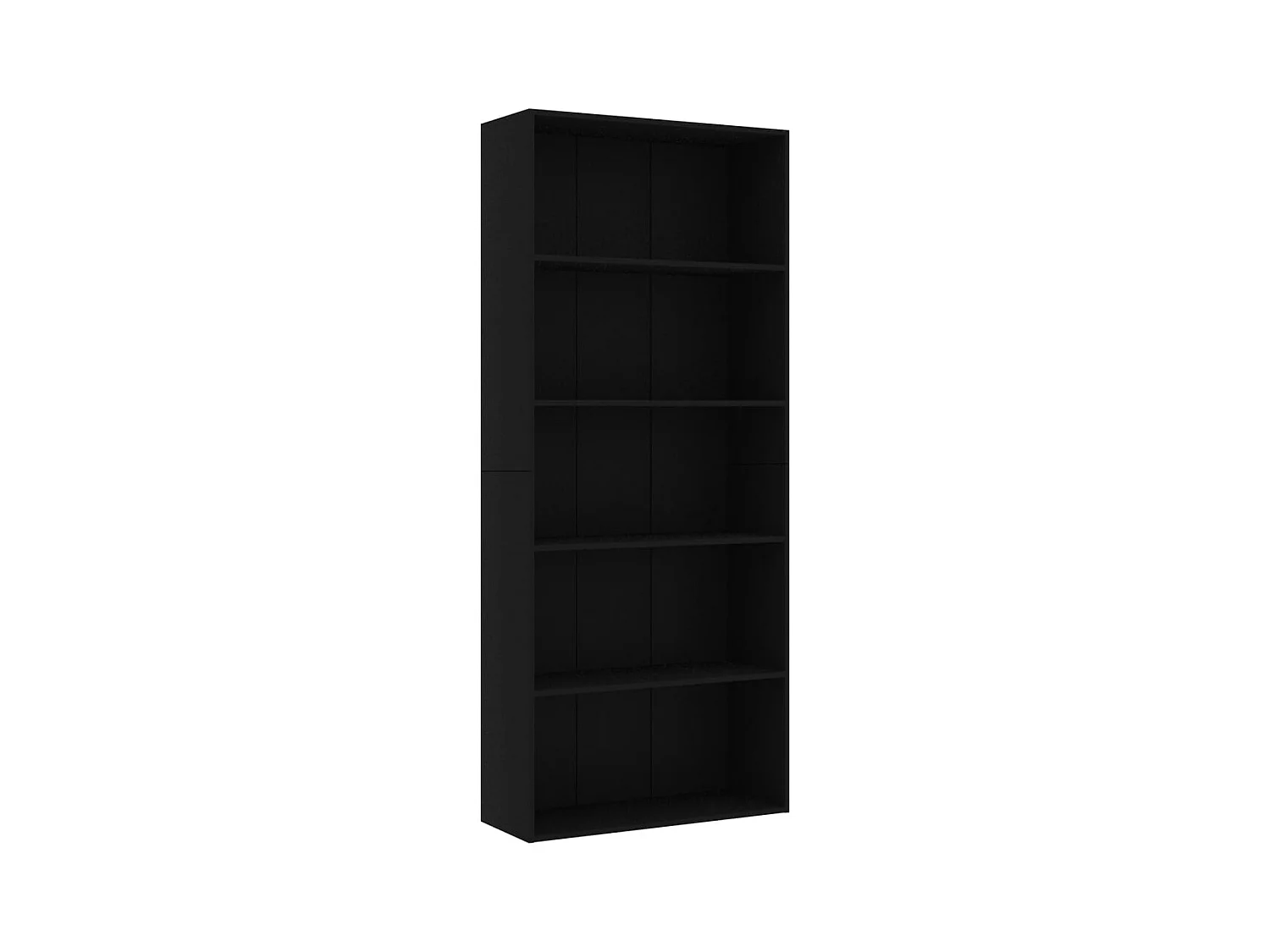 Librería de 5 niveles negra de 80 x 30 x 189 cm de madera de ingeniería