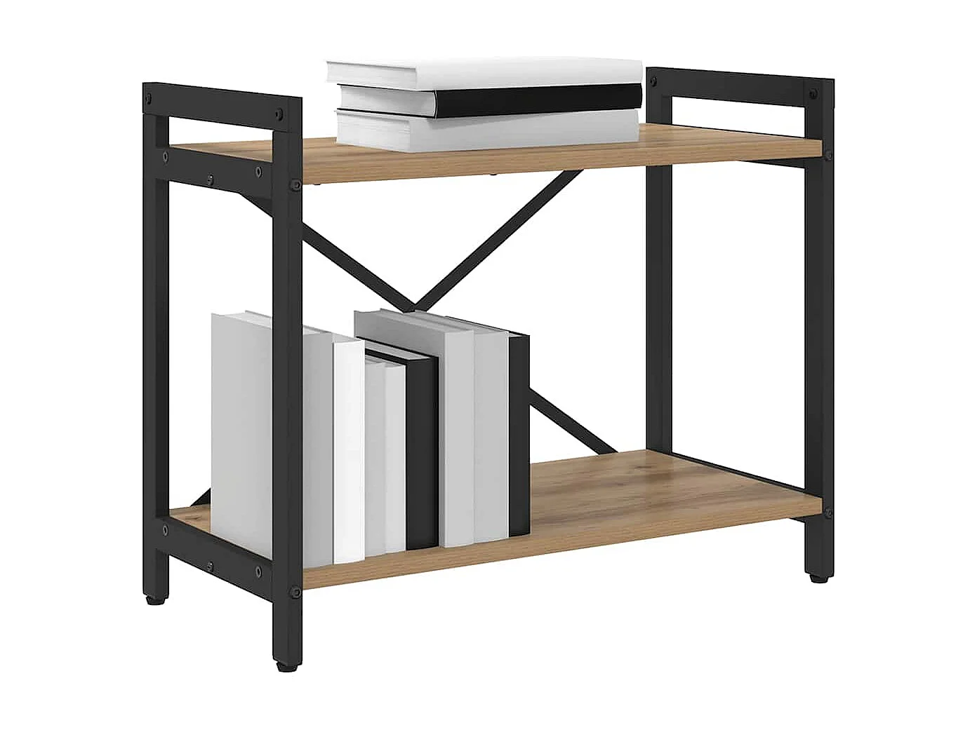 Librería artesanal de roble 60 x 30 x 48,5 cm MDF y acero