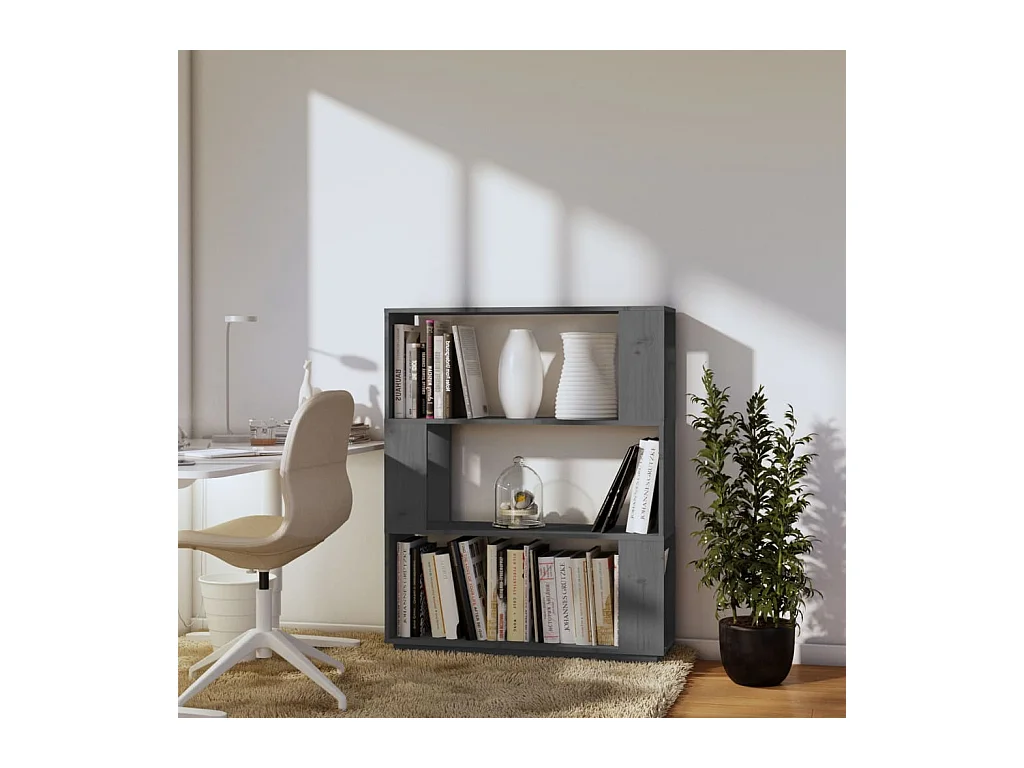 Bibliothèque/Séparateur de pièce Gris 80x25x101 cm Pin massif
