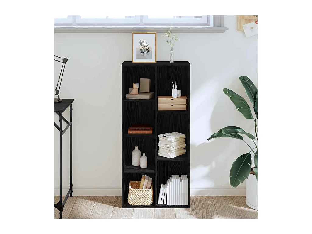 Bibliothèque Noir Chêne 50x25x105 cm Bois d'ingénierie
