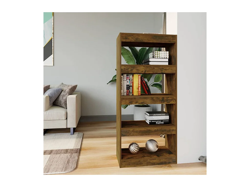 Bibliothèque/Cloison Chêne fumé 60x30x135 cm Bois d'ingénierie