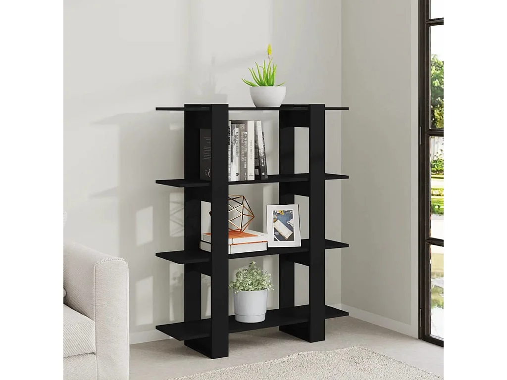 Bibliothèque/Séparateur de pièce Noir 100x30x123,5 cm