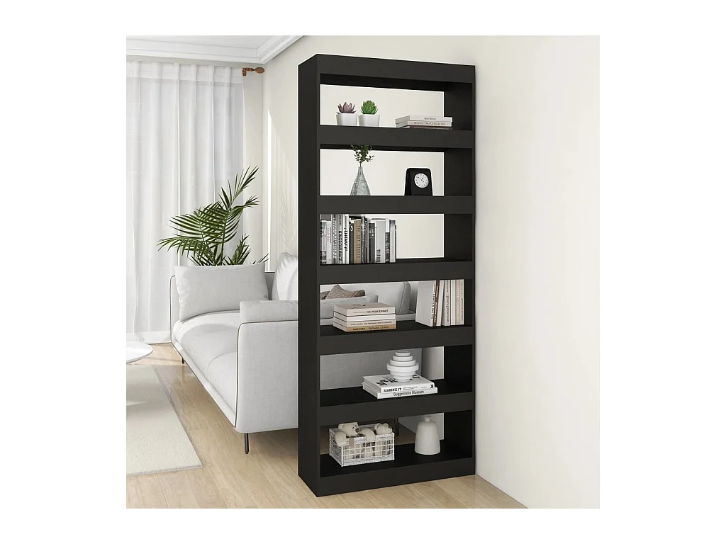 Bibliothèque/Séparateur de pièce noir bois d'ingénierie