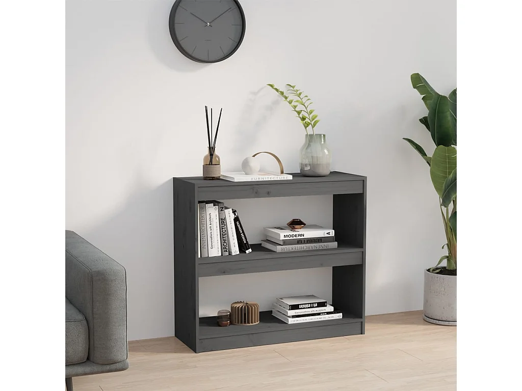 Libreria/Divisorio Grigio 80x30x71,5 cm Pino Massiccio