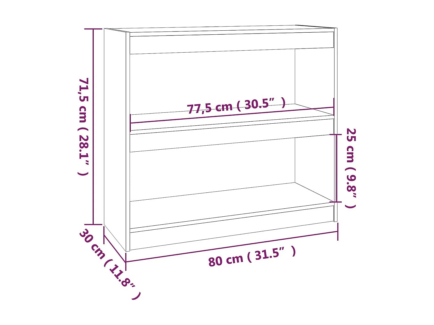 Libreria/Divisorio Grigio 80x30x71,5 cm Pino Massiccio