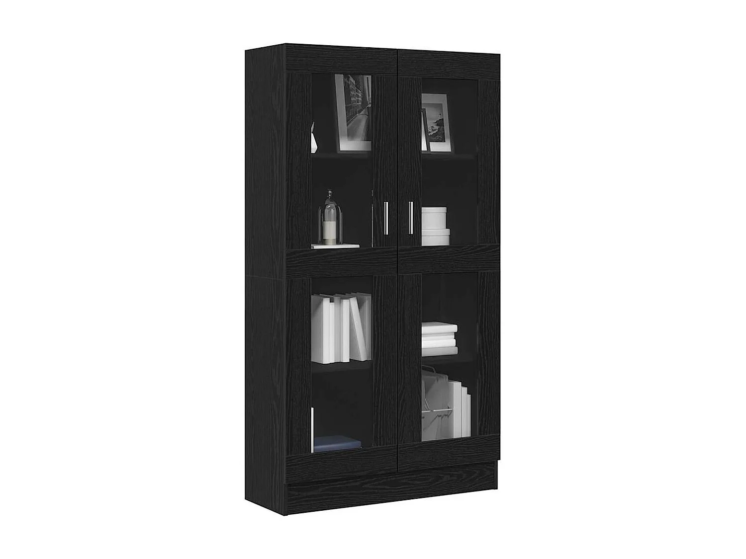 Bibliothèque en noir et chêne, 82,5x30,5x150 cm, en bois d'ingénierie