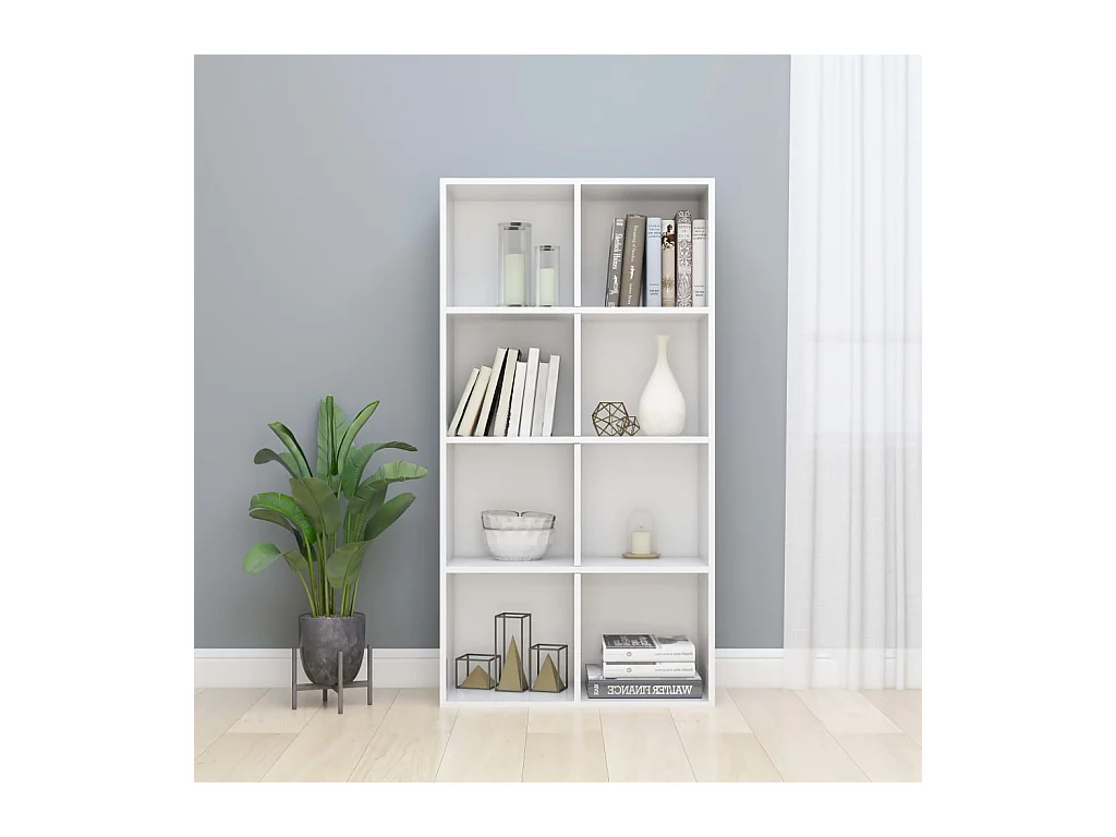 Libreria/Credenza Bianco Lucido 66x30x130 cm Legno Massello