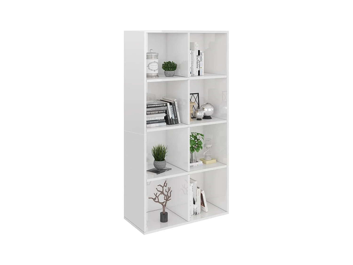 Libreria/Credenza Bianco Lucido 66x30x130 cm Legno Massello