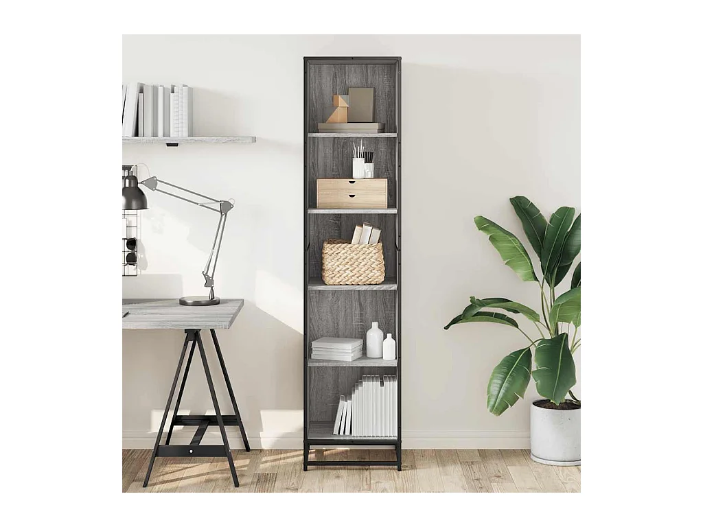 Sonoma graues Bücherregal 40x35x170,5 cm Holzwerkstoff