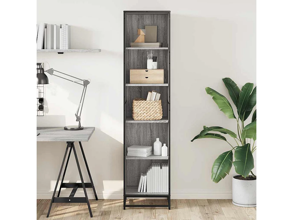Bibliothèque sonoma gris 40x35x170,5 cm bois d'ingénierie