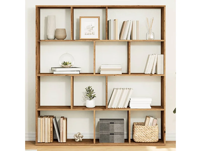 Handgemaakte eikenhouten boekenkast 132x29x141,5 cm bewerkt hout