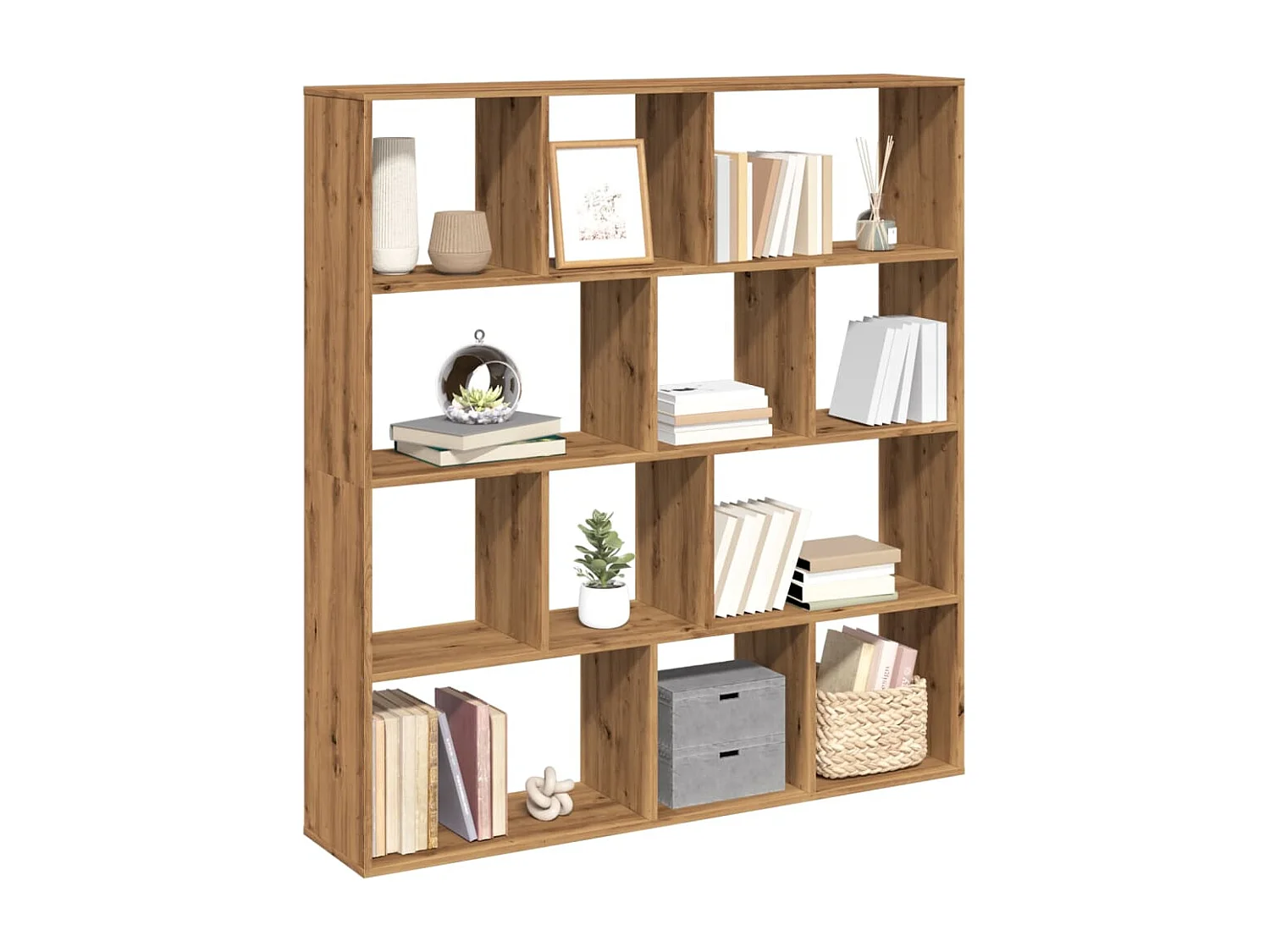 Bibliothèque chêne artisanal 132x29x141,5 cm bois d'ingénierie