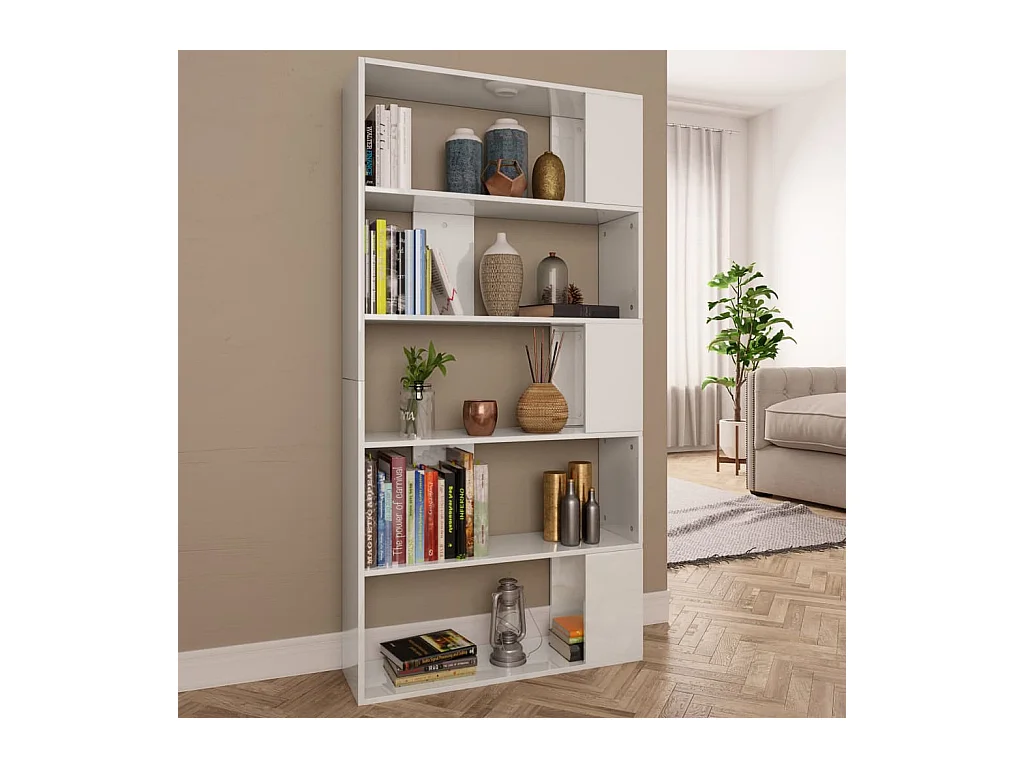 Bibliothèque/Séparateur de pièce Blanc brillant 80x24x159 cm